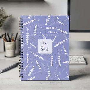 Agenda Branco sobre Flores de Lavanda Azul_Padrão Floral