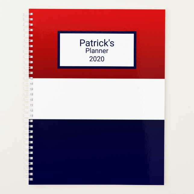 Agenda Branco vermelho e Design azul (Frente)