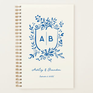 Agenda Brasão Monograma Caprichoso Azul Francês Casamento
