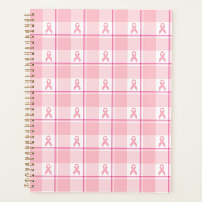 Agenda Breast Cancer Awareness Plaid Planner, Pink Ribbon (Frente)