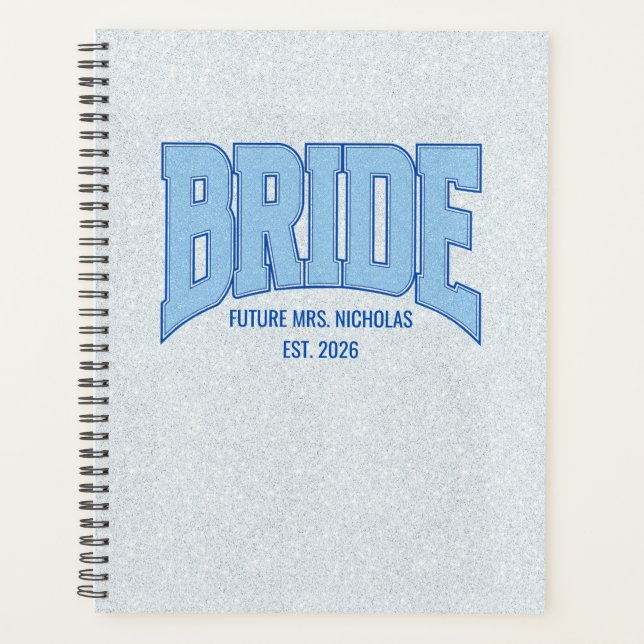 Agenda BRIDE Faux Glitter Wedding Planner Organizer (Frente)
