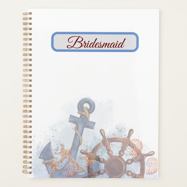Agenda Bridesmaid Gift Idea de Casamento de Praia Náutica (Frente)