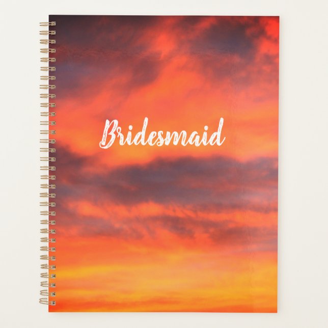 Agenda Bridesmaid Sunset Sky Orange Abstrato Dift Favor (Frente)
