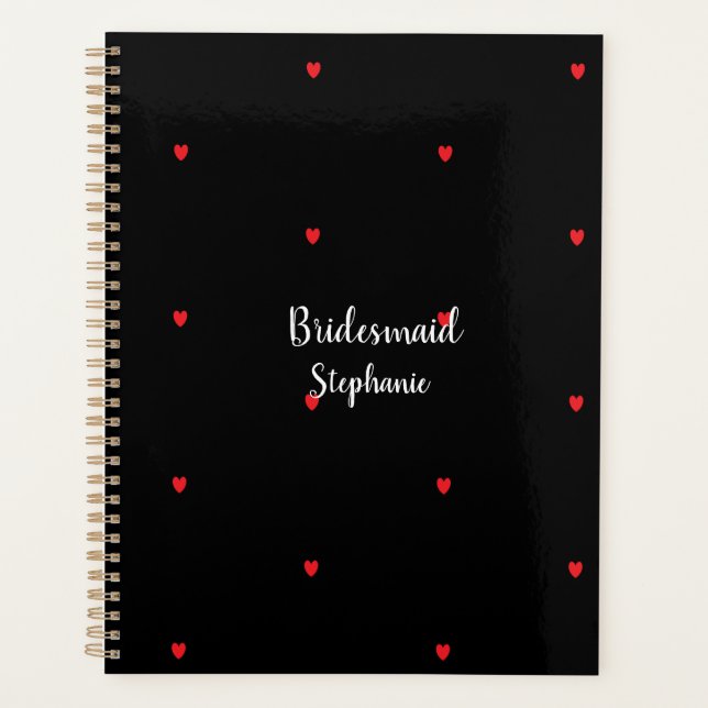 Agenda Bridesmaid Wedding Red Heart Padrões Presente (Frente)