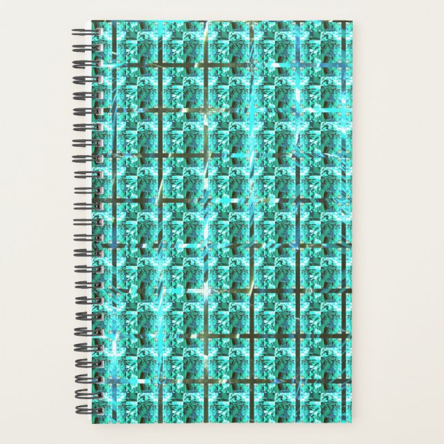 Agenda Brilhante azul claro, quadrados ou dentro de image (Frente)