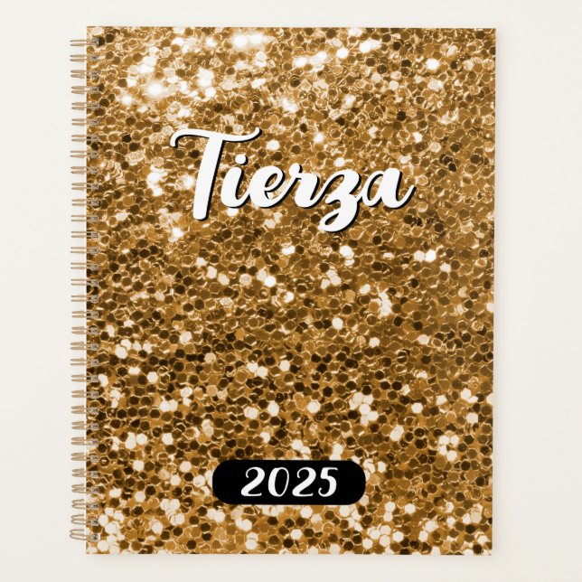 Agenda Brilho Amarelo Dourado Pessoalizado 2025 (Frente)