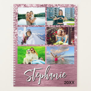 Agenda Brilho Cor-de-Rosa Glam 14 Colagem de Fotos
