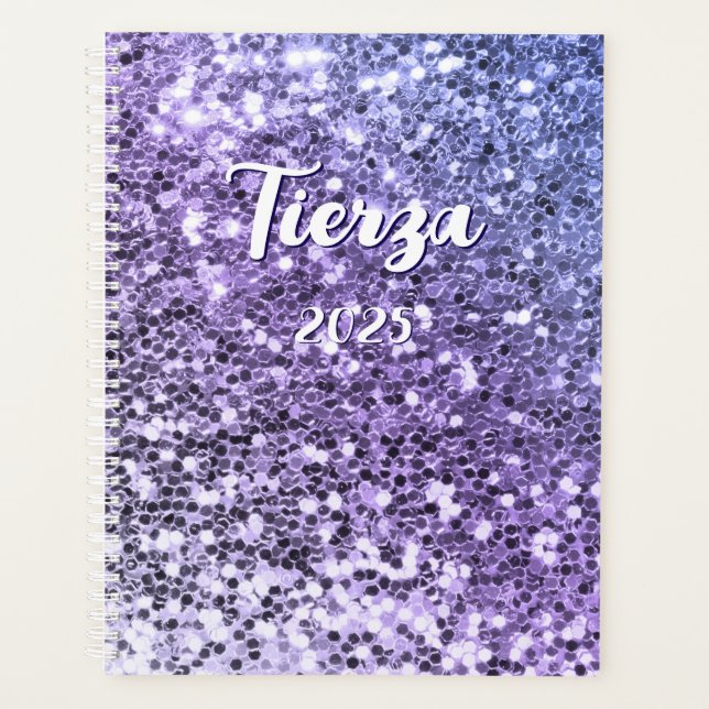 Agenda Brilho Personalizado Roxo Ombre Grosso (Frente)