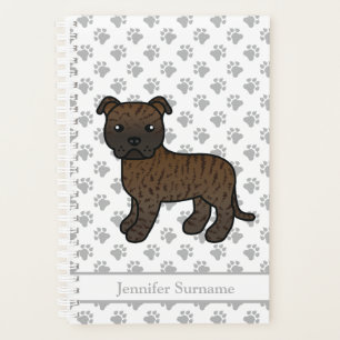 Agenda Brindle English Staffie Cute Cartoon Dog & Text