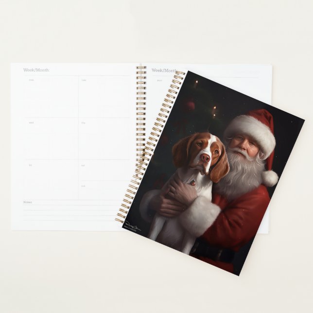 Agenda Brittany Spaniel Com Papai Noel Natal (Exibição)