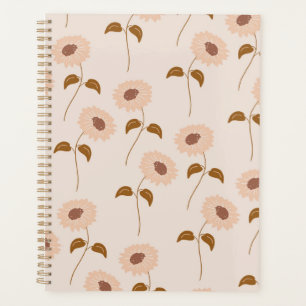 Agenda Brown Beige Retro Y2K Hippie Padrão de Girassol