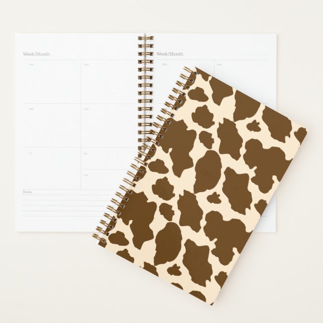 Agenda Brown Spots Cow Print Farmer Farm Animals Classy (Exibição)