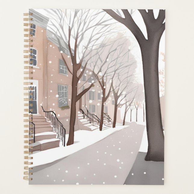 Agenda Brownstone Street | Snowy Winter Watercolor (Frente)