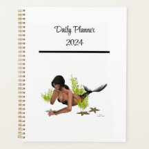 Brunette Mermaid com Starfish Daily Planner