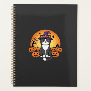 Agenda Bruxa de Halloween Gato Abóbora Lua Desenho_1