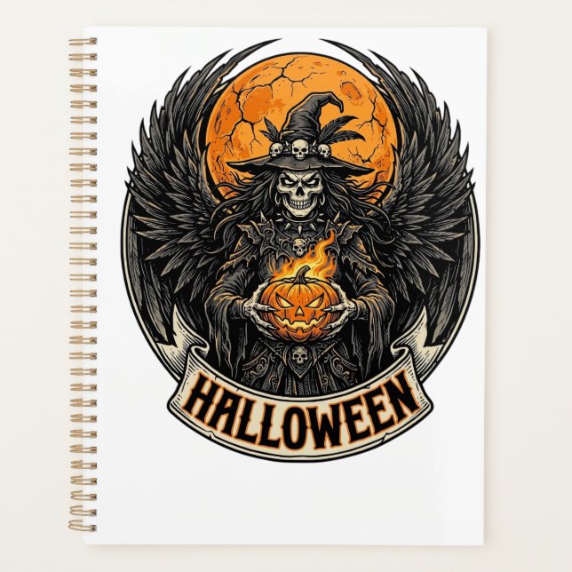 Agenda Bruxa de Halloween Gótico Vintage (Frente)