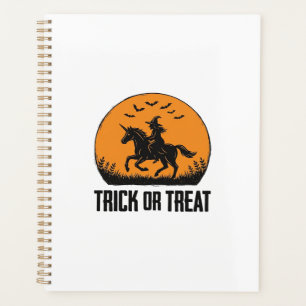 Agenda Bruxa de Halloween Truque ou Tratamento Lua Vintag