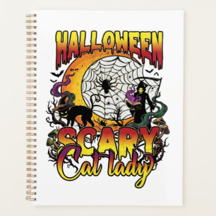 Agenda Bruxa do Gato Assustador do Halloween Ceifador Lua