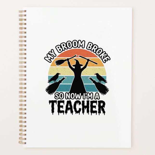 Agenda Bruxa Engraçada Professora Vassoira Quebrada Desig (Frente)