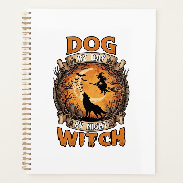 Agenda Bruxa Noturna do Dia do Cão Halloween Lua do Lobo  (Frente)
