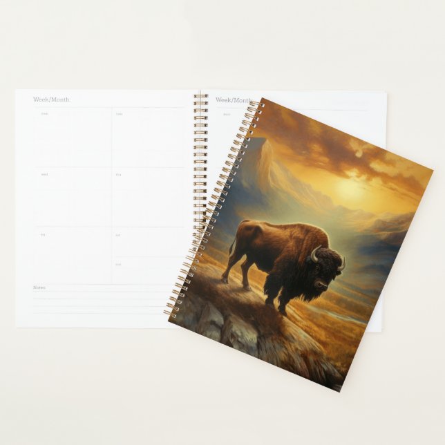 Agenda Buffalo Bison Sunset Silhouette (Exibição)