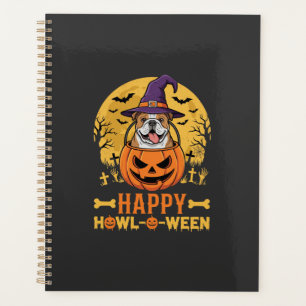 Agenda Buldogue Engraçado Halloween Feliz Howl-O-Ween Vin