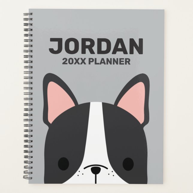 Agenda Bulldog Francês Bonito com Nome Personalizado (Frente)