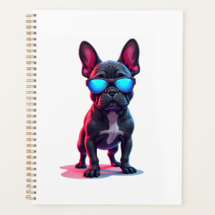 Agenda Bulldog Francês de Ficção Científica Usando Óculos