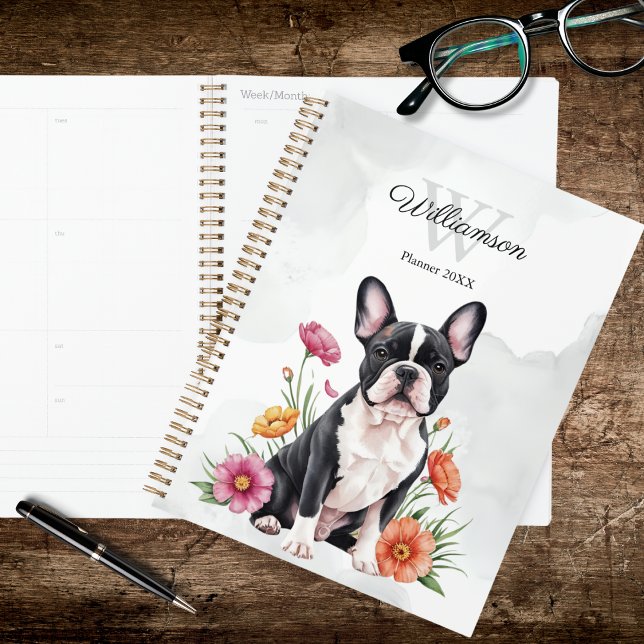 Agenda Bulldog Francês Floral (Criador carregado)