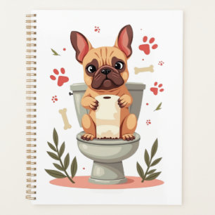 Agenda Bulldog Francês Zangado Vintage Segurando Papel Hi