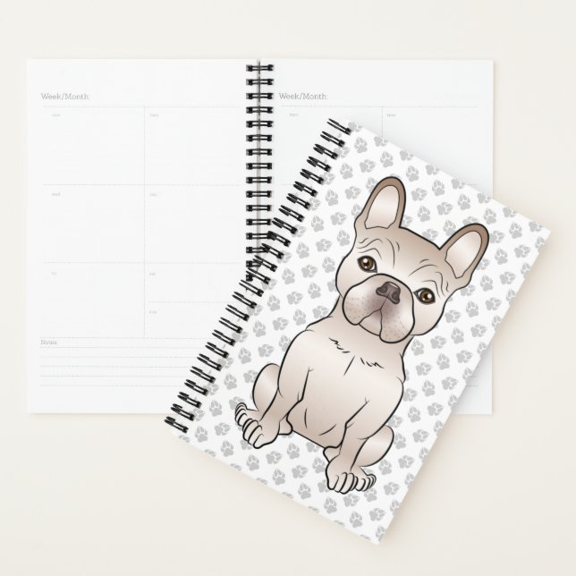 Agenda Bulldogue Francês Creme / Cachorro Frenchie e Pati (Exibição)