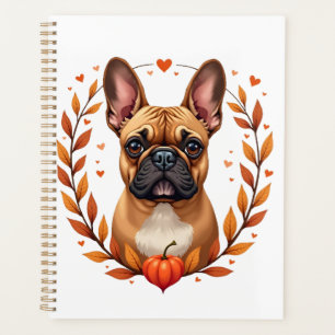 Agenda Bulldogue Francês Vintage com Coroa de Folhas de O