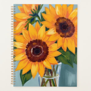 Agenda Buquê de Girassóis Floral Amarela em Aquarela