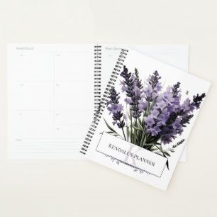 Agenda Buquê de Lavanda de Aquarela Personalizado