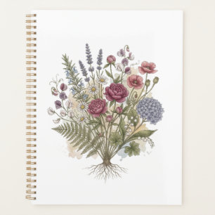 Agenda Buquê de Peônia e Hortênsia Vintage com Raízes