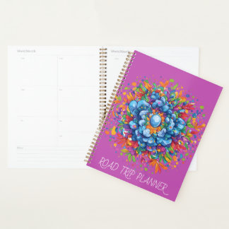 Agenda Buquê Floral Azul Vibrante em Aquarela