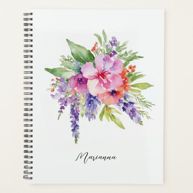 Agenda Buquê Floral de Aquarela (Frente)