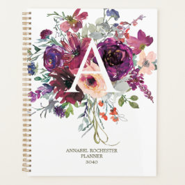 Agenda Buquê floral roxo e Mauve personalizado