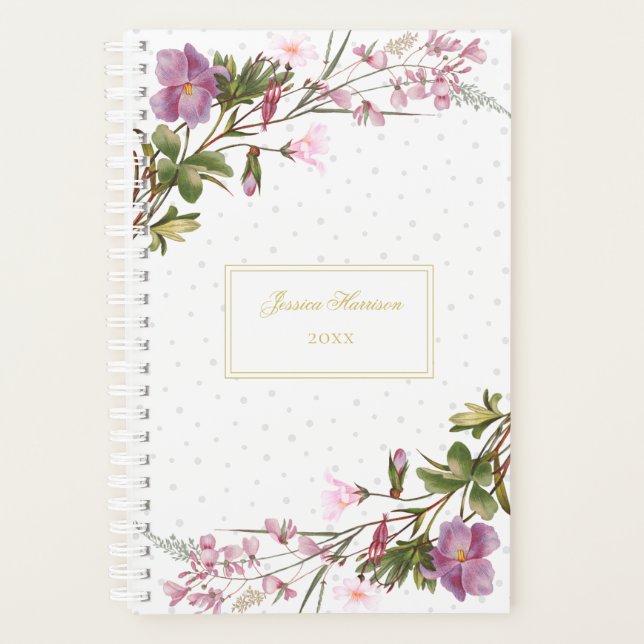 Agenda Buquê Lilac-Rosa Elegante Chic (Frente)