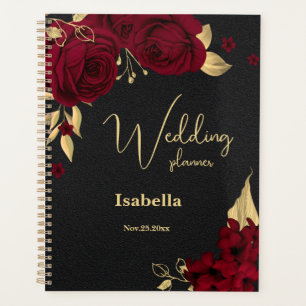 Agenda Burgundy floresce o casamento negro de ouro