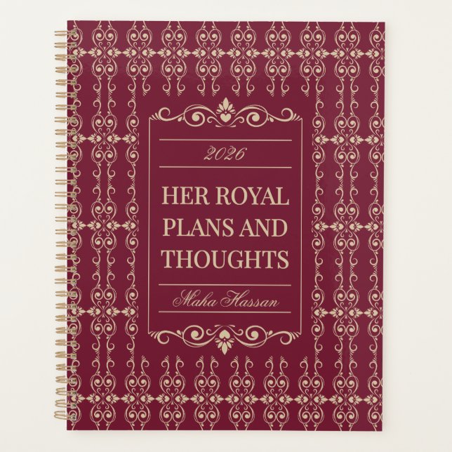 Agenda Burgundy & Gold Planner | Personalized Name & Year (Frente)