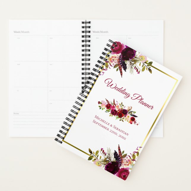 Agenda Burgundy Marsala, Rustic Chic Wedding (Exibição)