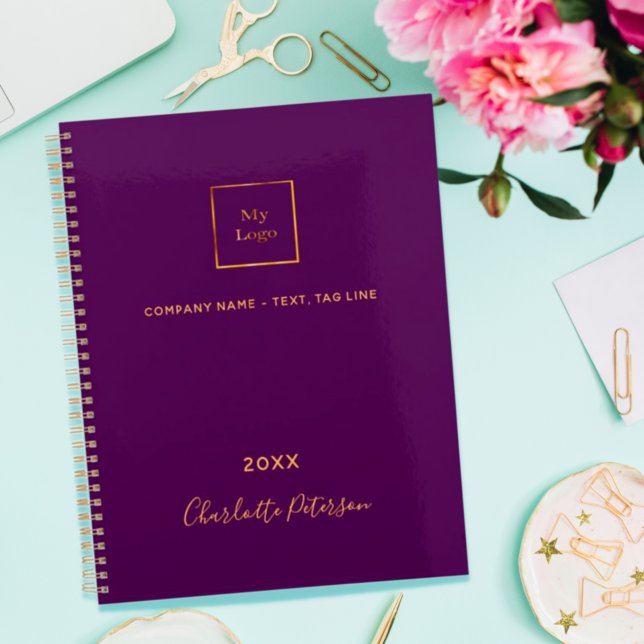 Agenda Business logo purple gold elegant monogram 2023 (Criador carregado)