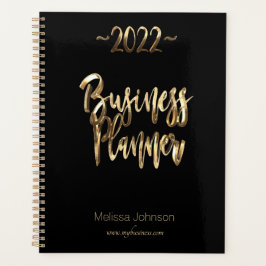 Agenda Business Planner 2022 Black and Dourado Script Mod