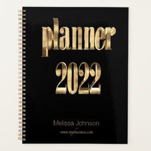 Agenda Business Planner 2022 Black and Dourado Script Mod