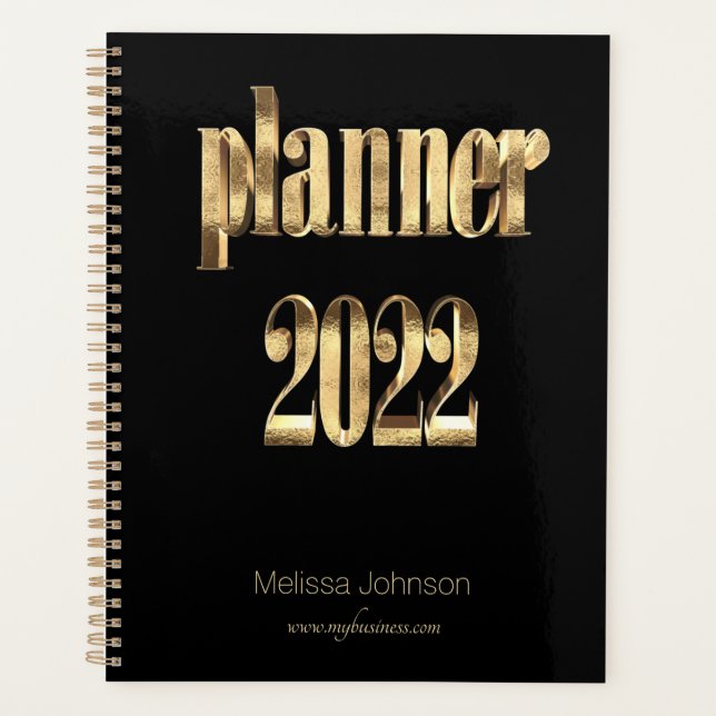Agenda Business Planner 2022 Black and Dourado Script Mod (Frente)