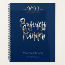 Agenda Business Planner 2022 Blue and Cinza Script Modern