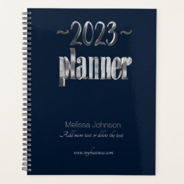 Agenda Business Planner 2023 Blue and Cinza Script Modern