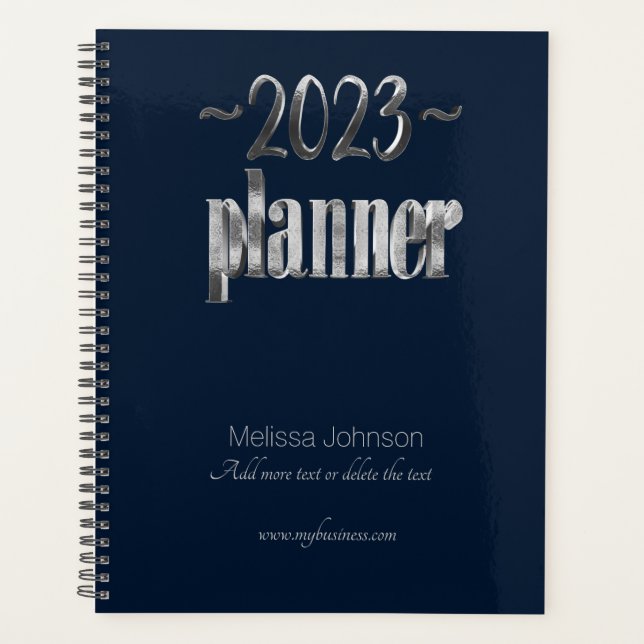 Agenda Business Planner 2023 Blue and Cinza Script Modern (Frente)