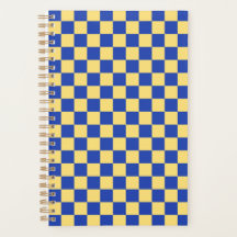 Butter yellow and blue checkered board pattern